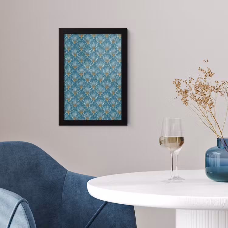 Poster met lijst - Symmetrisch - Patroon - Blauw — 2