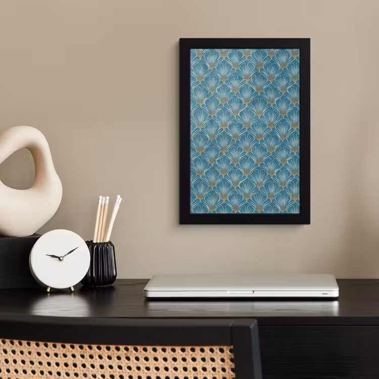 Poster met lijst - Symmetrisch - Patroon - Blauw — 3