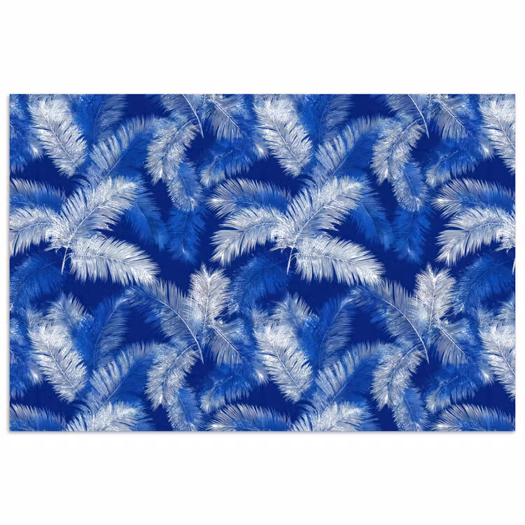 Poster - Palmblad - Patroon - Blauw — 1