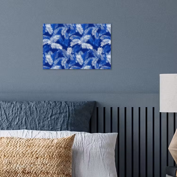 Poster - Palmblad - Patroon - Blauw — 3