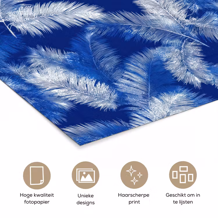 Poster - Palmblad - Patroon - Blauw — 5