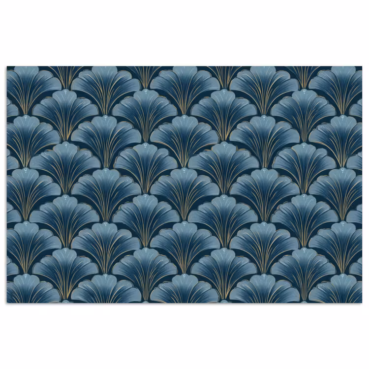 Poster - Patroon - Ginkgoblad - Blauw — 1