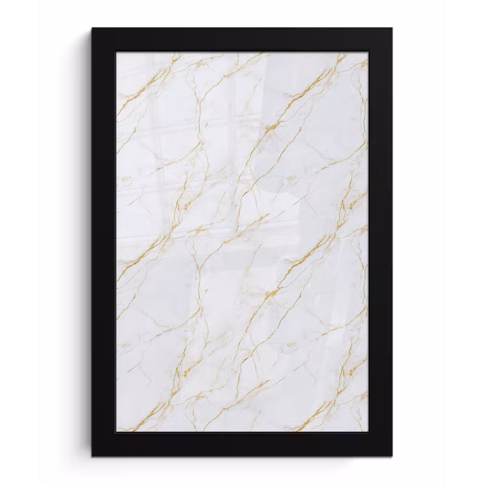 Poster met lijst - Wit - Marmer - Goud - Luxueus — 1