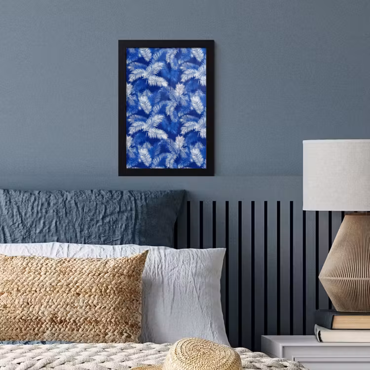 Poster met lijst - Palmblad - Patroon - Blauw — 4