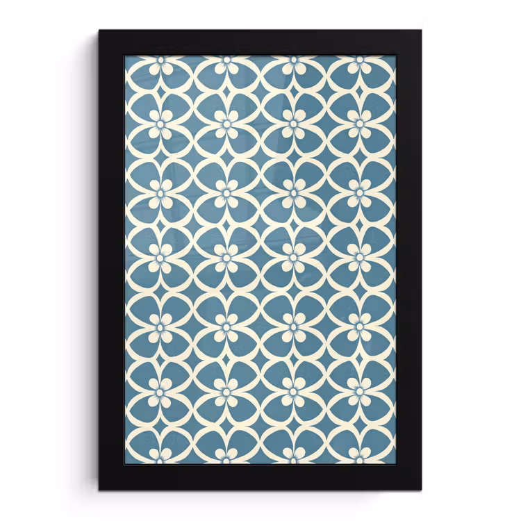 Poster met lijst - Patroon - Symmetrisch - Blauw — 1