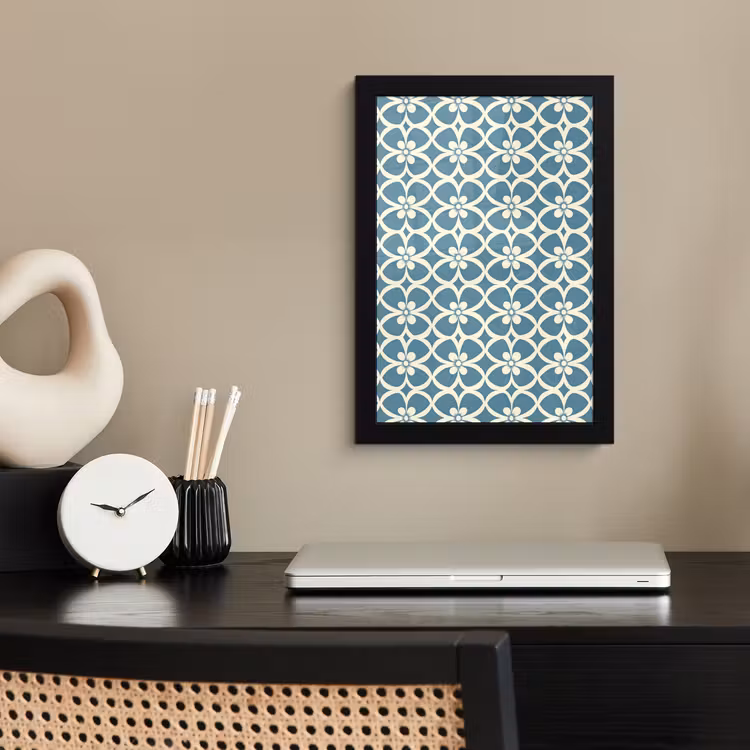 Poster met lijst - Patroon - Symmetrisch - Blauw — 3