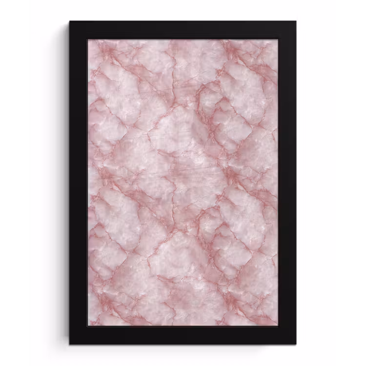 Poster met lijst - Roze - Kwartsmarmer - Aders — 1