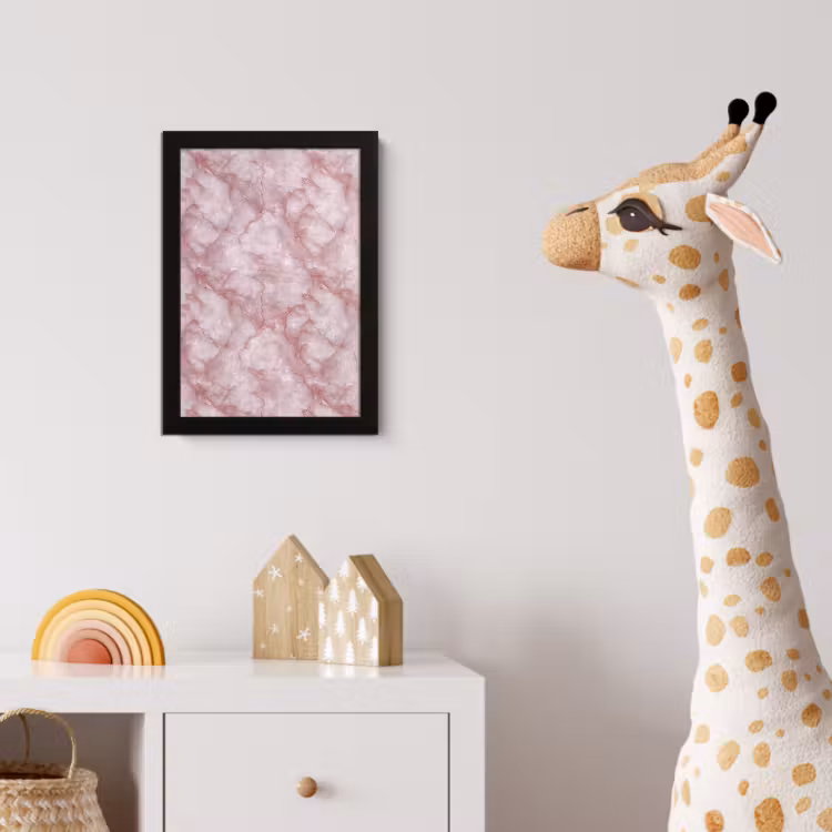 Poster met lijst - Roze - Kwartsmarmer - Aders — 5