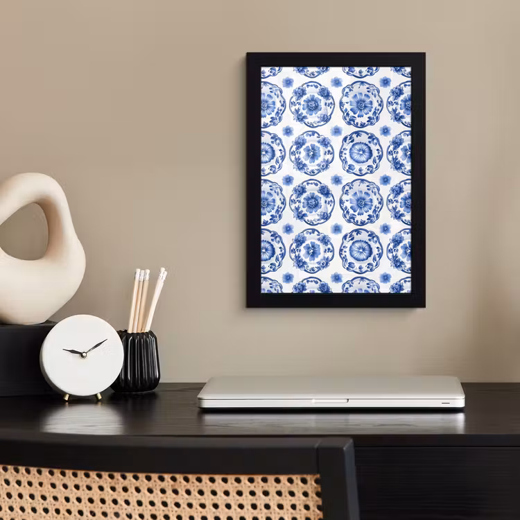 Poster met lijst - Sierborden - Bloemen - Blauw — 3
