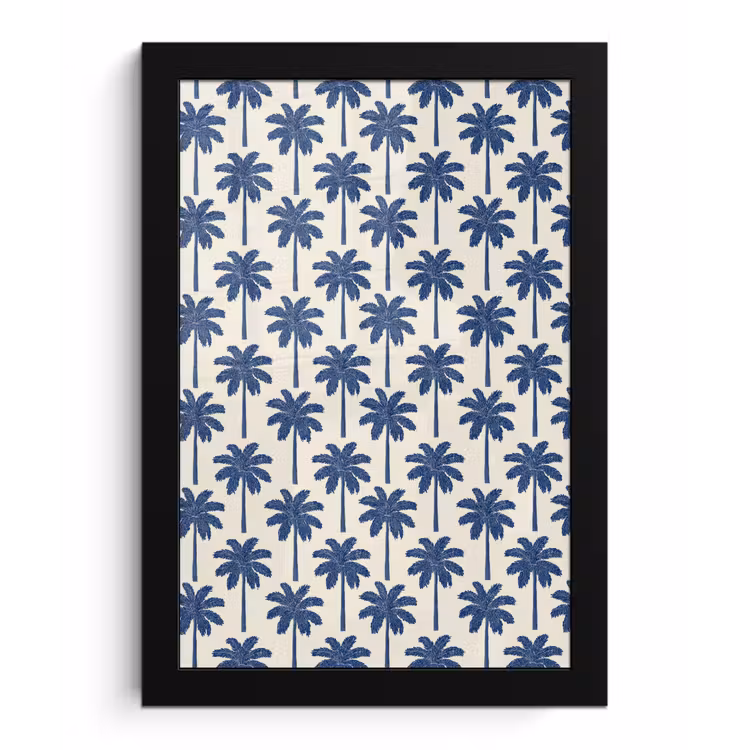 Poster met lijst - Symmetrisch - Palm - Blauw — 1