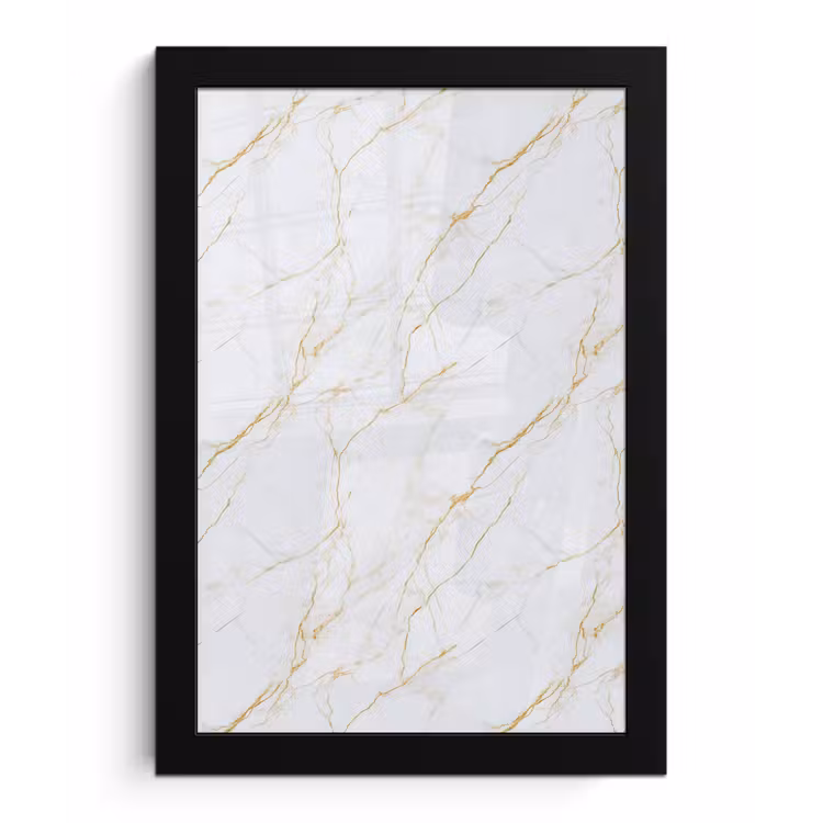 Poster met lijst - Wit - Marmer - Goud - Luxueus — 1