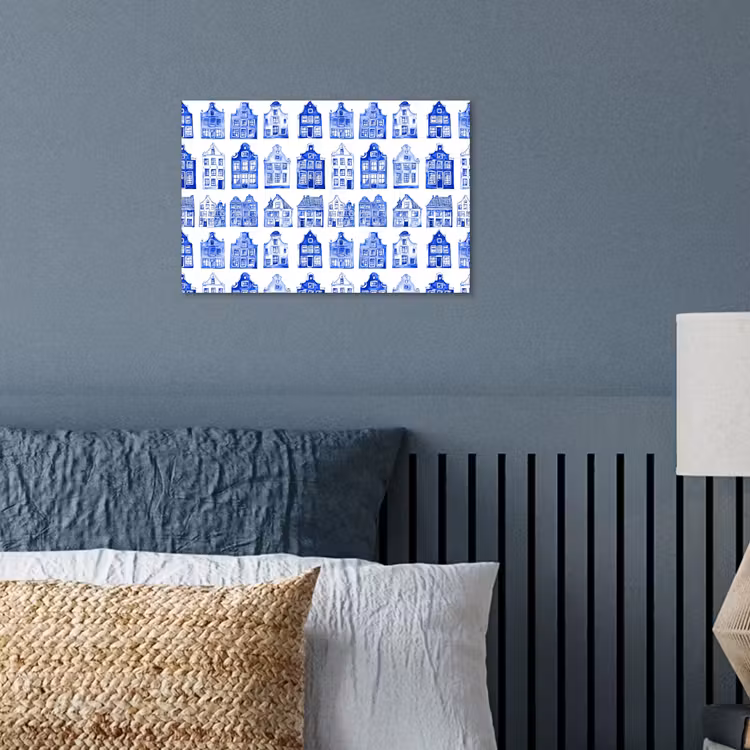 Poster - Patroon - Huizen - Blauw — 3