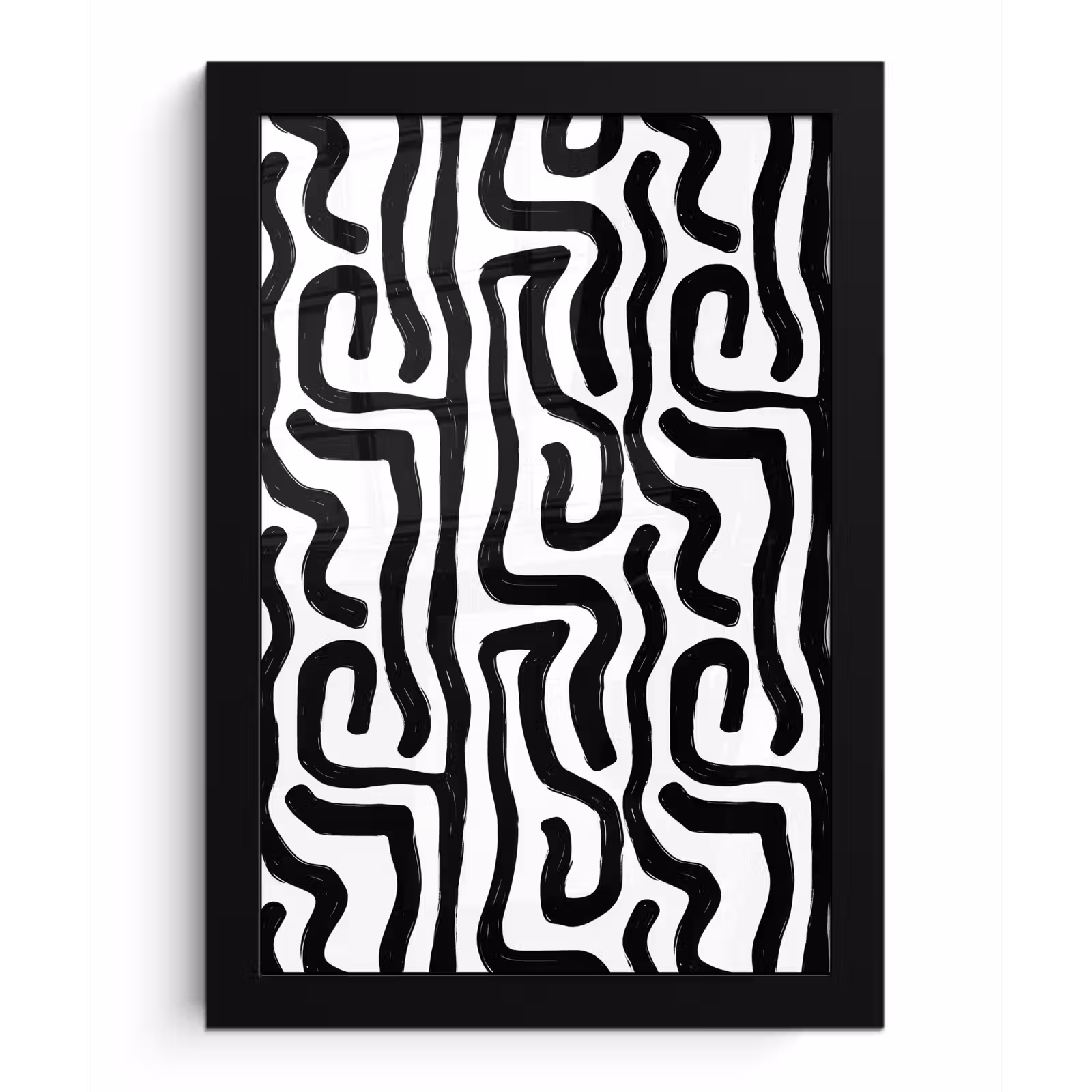 Poster met lijst - Modern - Lijnen - Zwart — 1