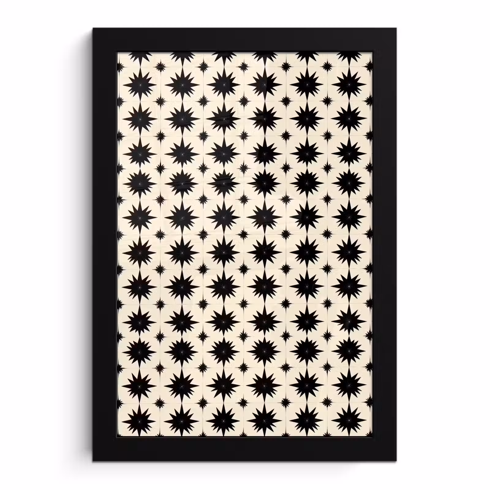 Poster met lijst - Stervormen - Geometrisch - Zwart — 1