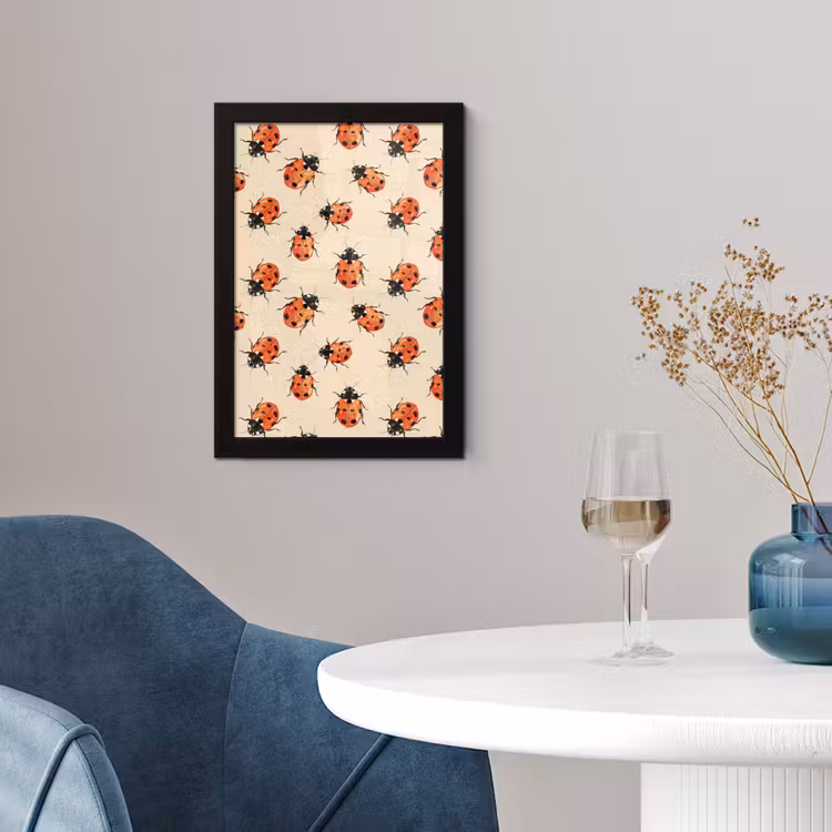 Poster met lijst - Lieveheersbeestjes - Patroon - Rood — 2
