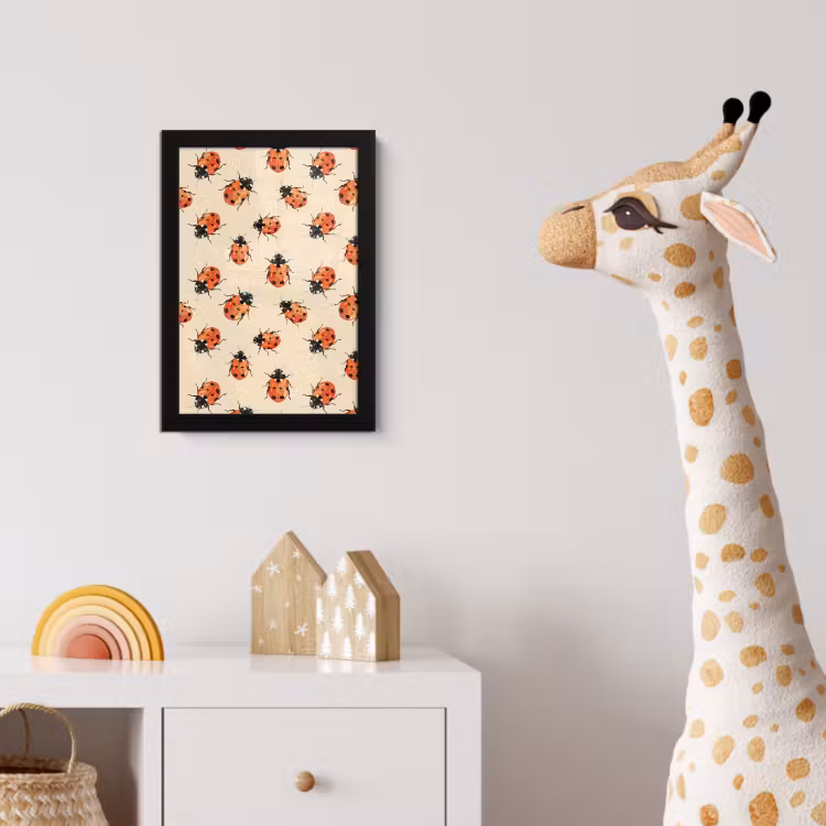 Poster met lijst - Lieveheersbeestjes - Patroon - Rood — 5