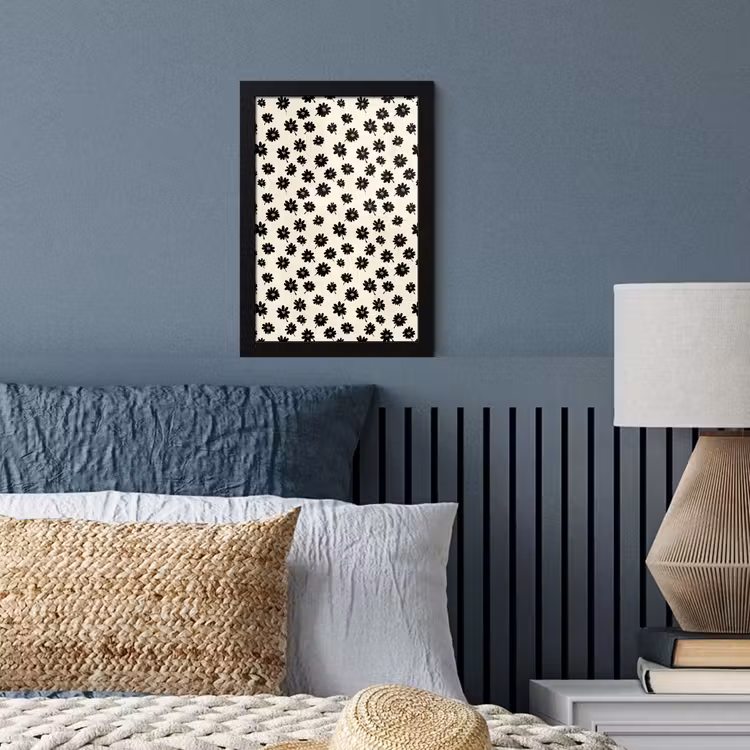 Poster met lijst - Madeliefjes - Grafisch - Zwart - Beige — 4
