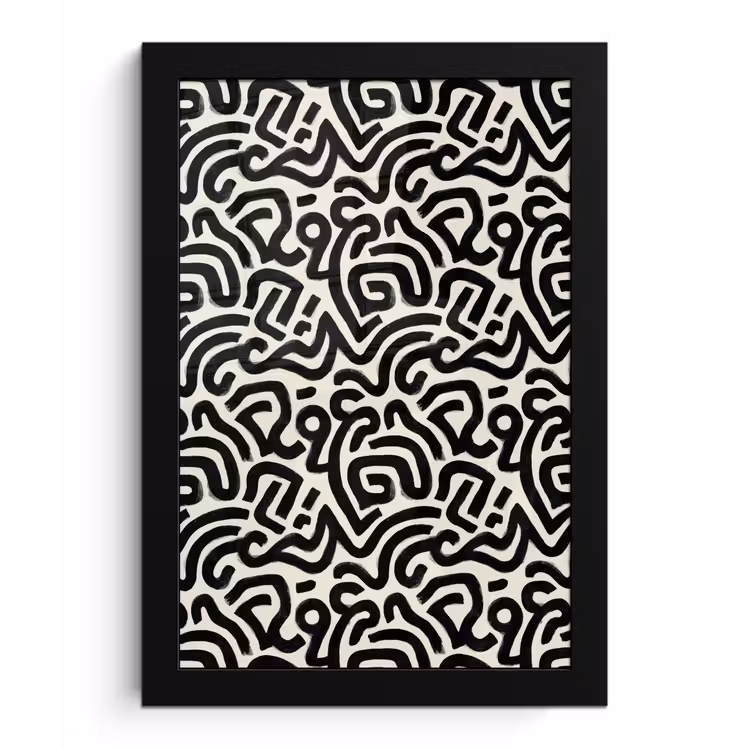 Poster met lijst - Modern - Abstract - Zwart — 1