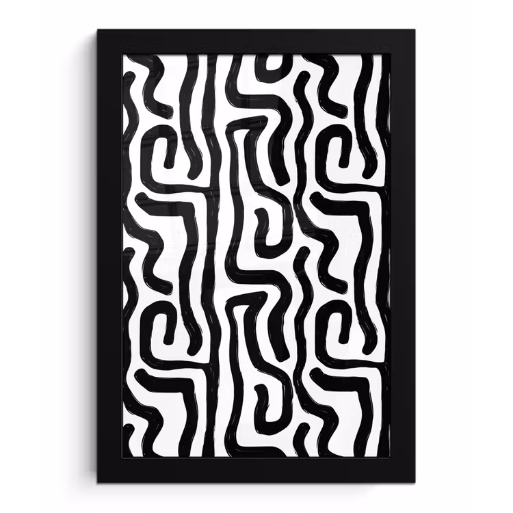 Poster met lijst - Modern - Lijnen - Zwart — 1
