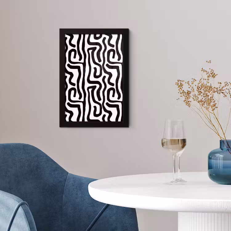 Poster met lijst - Modern - Lijnen - Zwart — 2