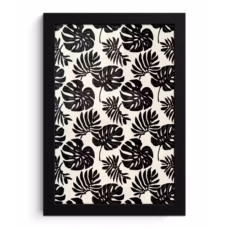 Poster met lijst - Modern - Monstera - Zwart — 1