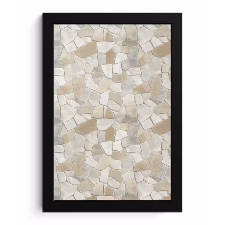 Poster met lijst - Mozaïek - Stenen - Beige — 1