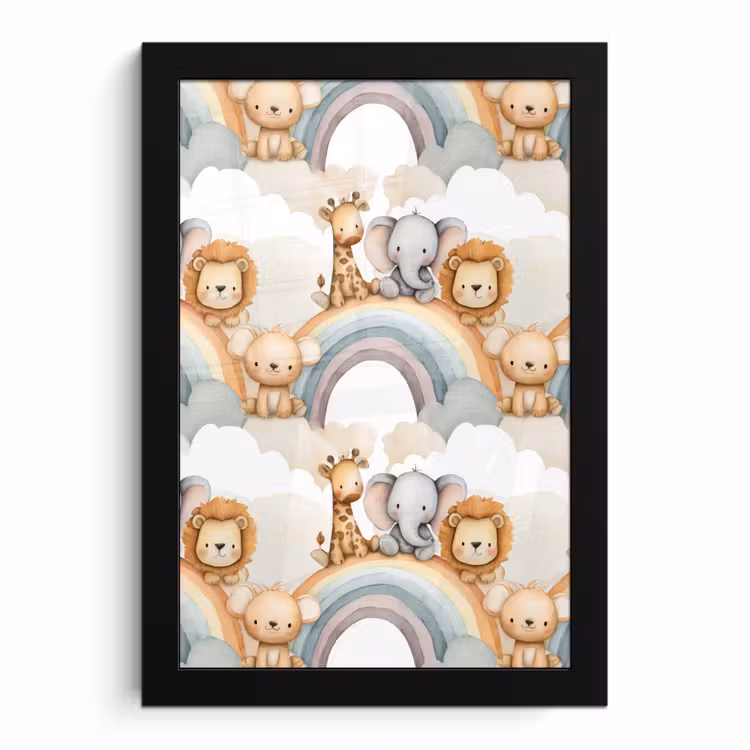 Poster met lijst - Safari - Regenboog - Kleurrijk — 1