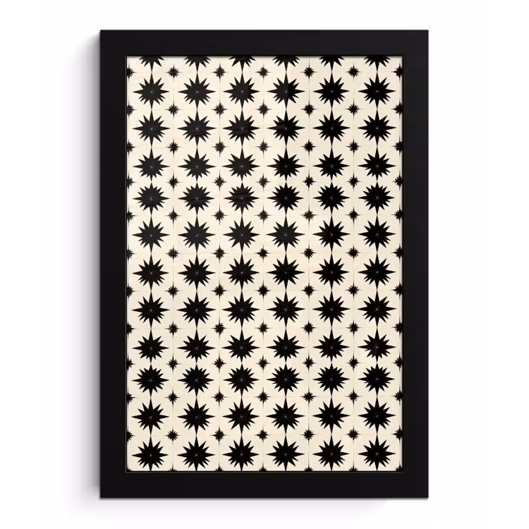 Poster met lijst - Stervormen - Geometrisch - Zwart — 1