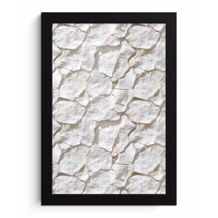 Poster met lijst - Structuur - Rots - Wit — 1