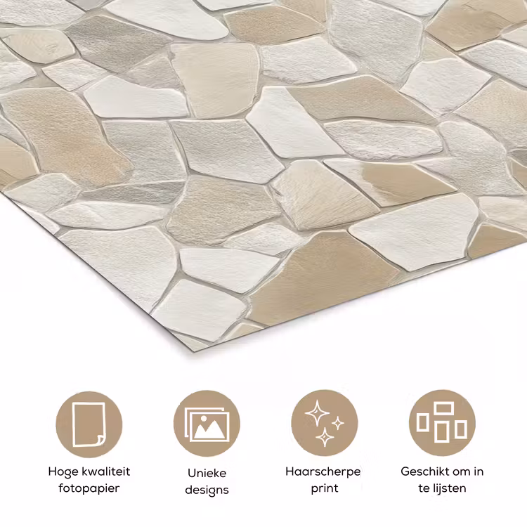 Poster - Mozaïek - Stenen - Beige — 5