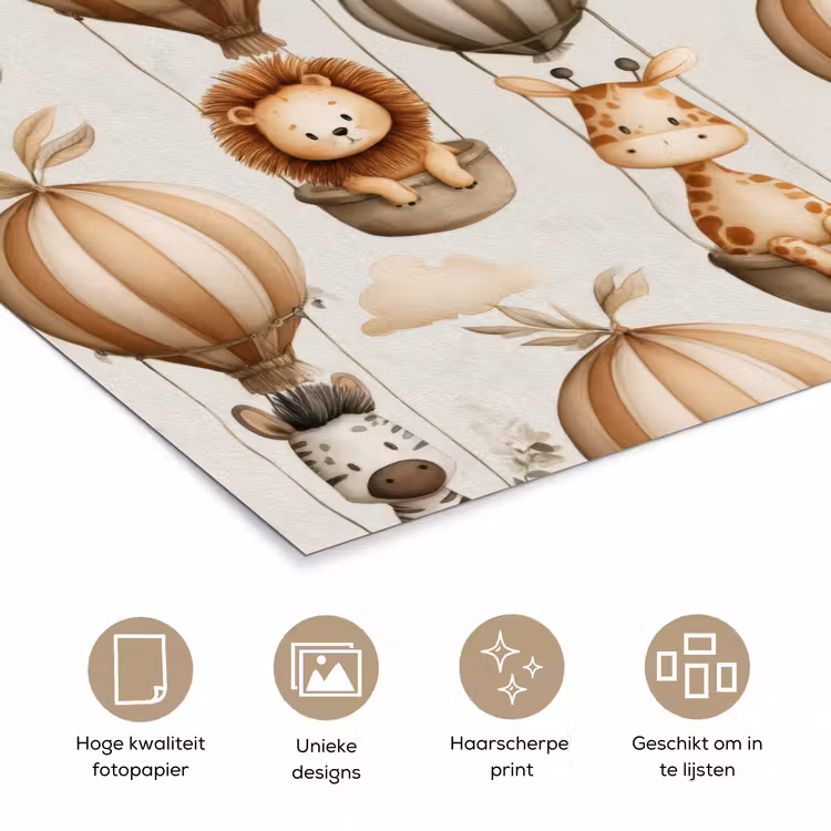 Poster - Safari - Luchtballonen - Taupe — 5