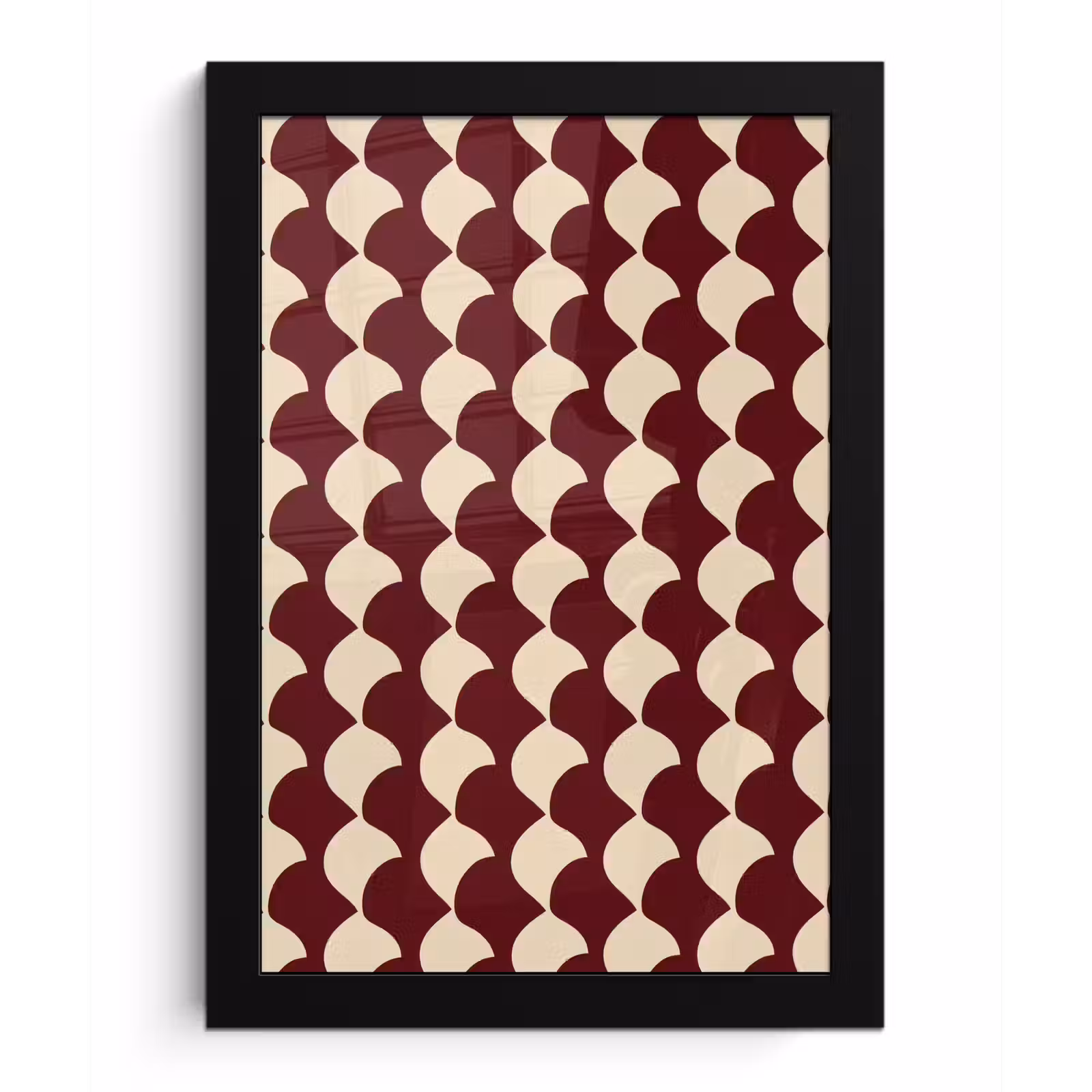 Poster met lijst - Rood - Tegelpatroon - Crème — 1
