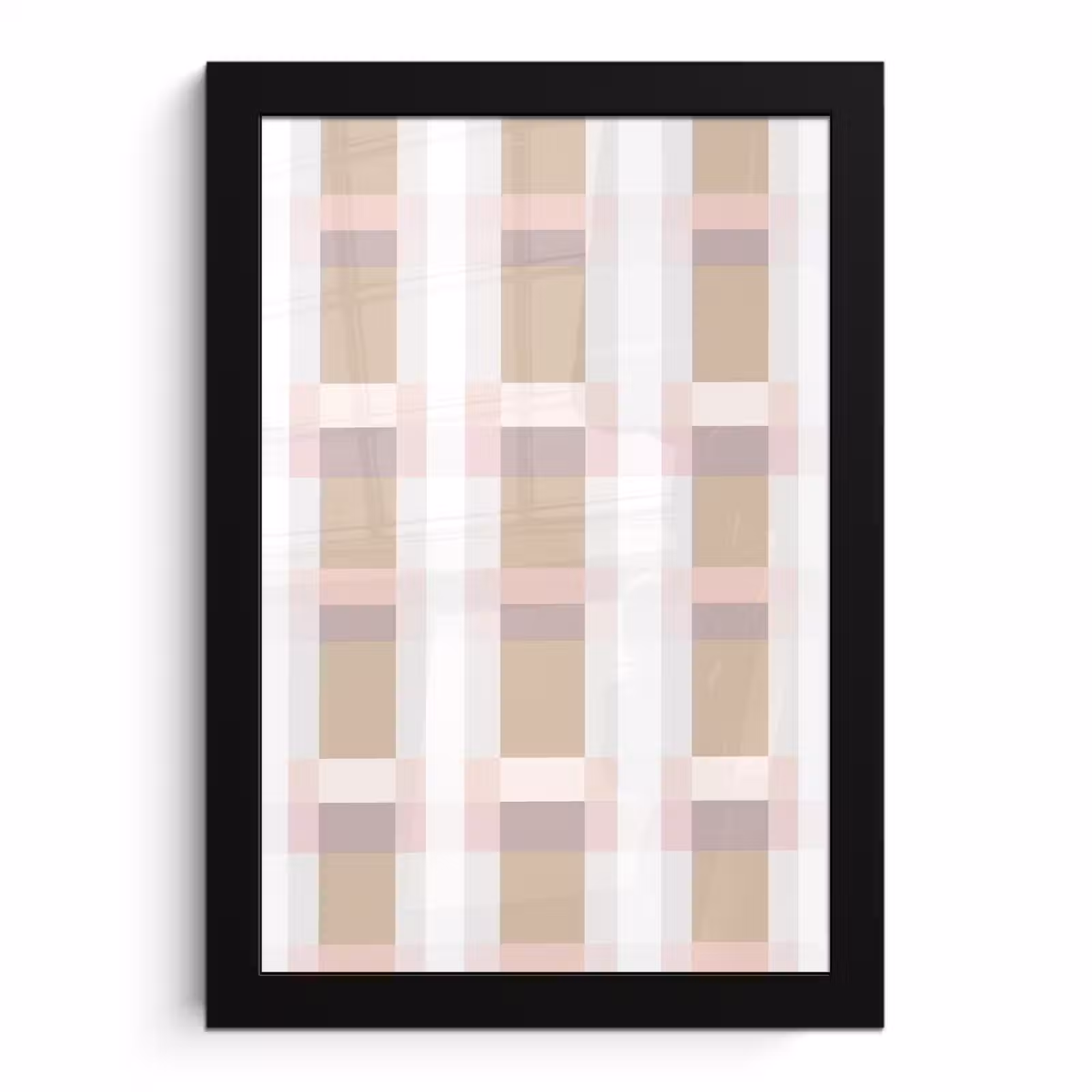 Poster met lijst - Ruitpatroon - Aardetinten - Minimalistisch — 1