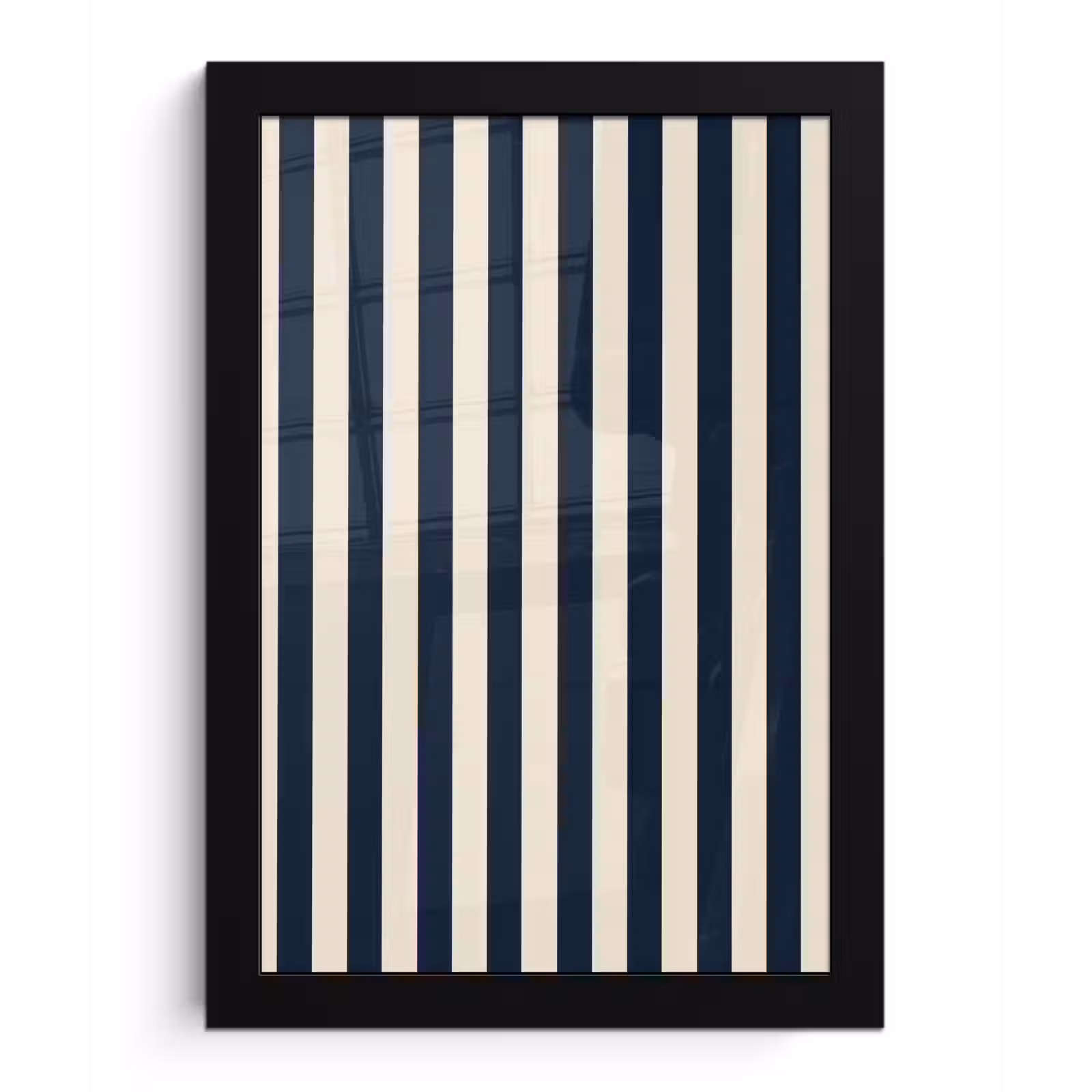 Poster met lijst - Verticale strepen - Blauw - Crème — 1
