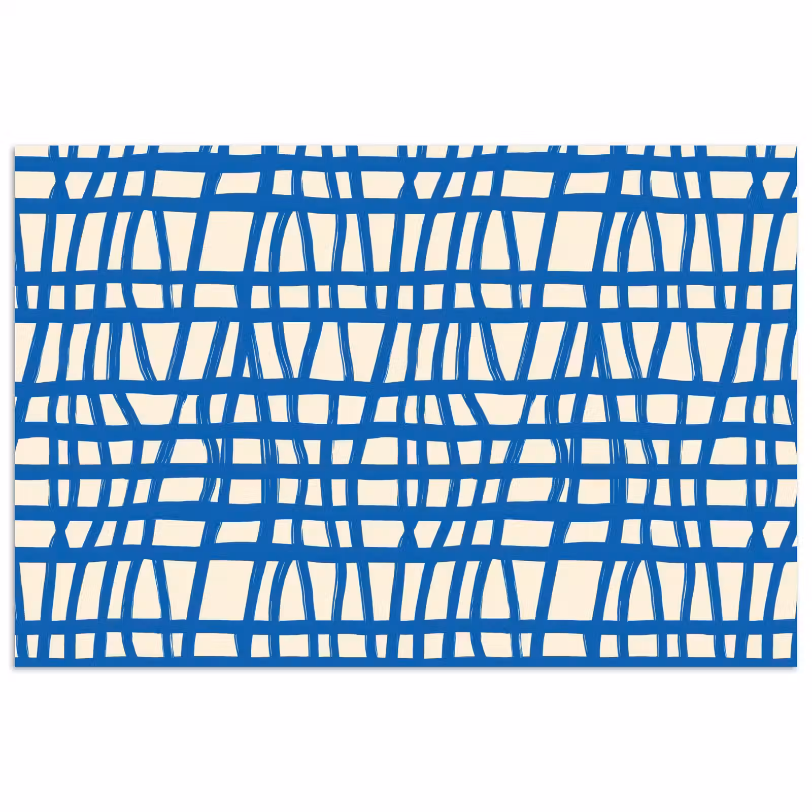 Poster - Ruitpatroon - Blauw - Crème — 1