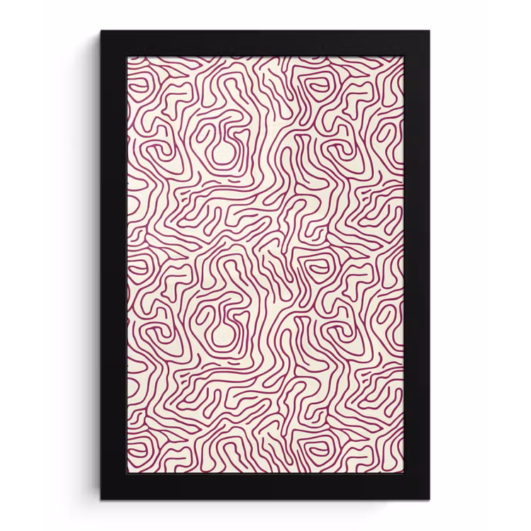 Poster met lijst - Kronkelende lijn - Magenta - Crème — 1