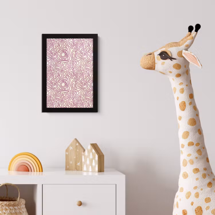 Poster met lijst - Kronkelende lijn - Magenta - Crème — 5