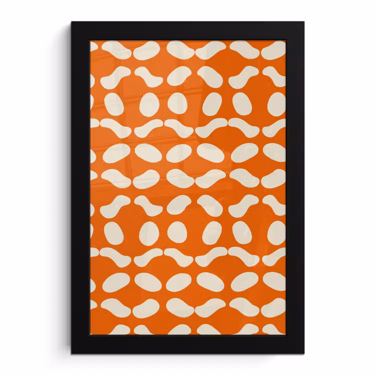 Poster met lijst - Oranje - Organische vormen - Wit — 1