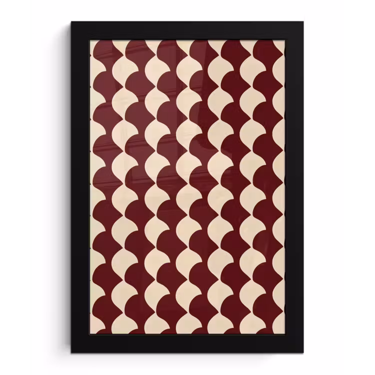 Poster met lijst - Rood - Tegelpatroon - Crème — 1