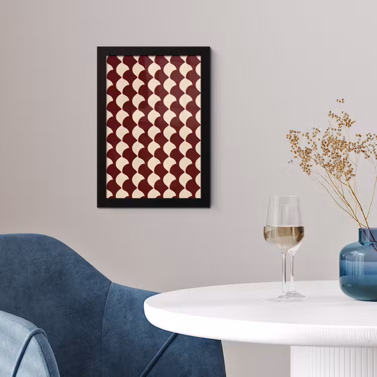 Poster met lijst - Rood - Tegelpatroon - Crème — 2