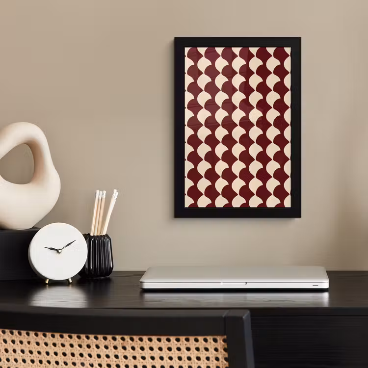 Poster met lijst - Rood - Tegelpatroon - Crème — 3