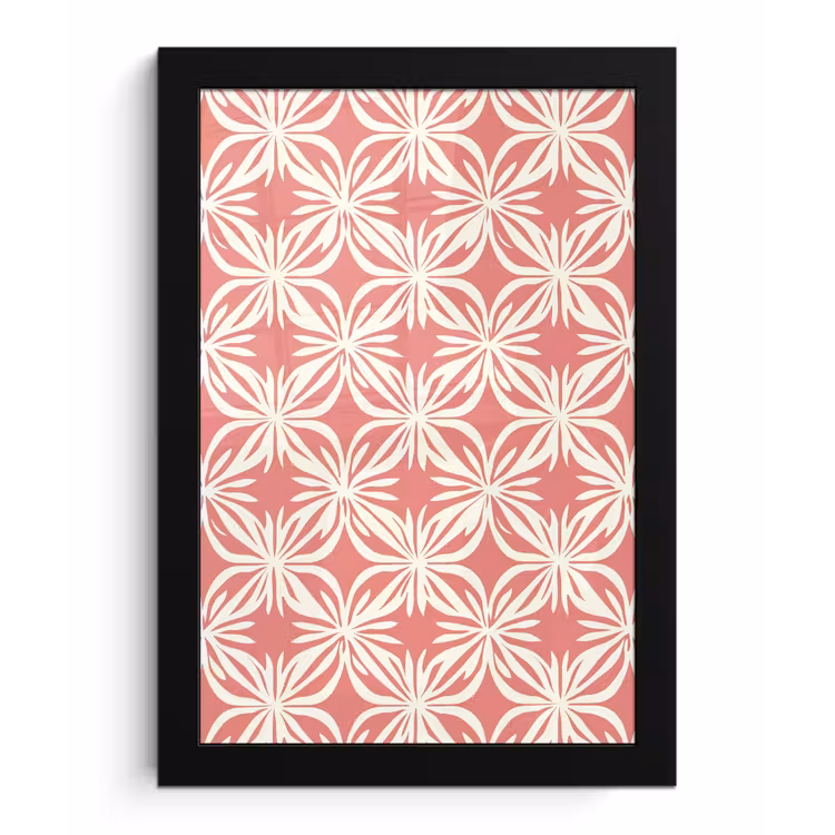 Poster met lijst - Roze - Bloemenmotief - Wit - Modern — 1