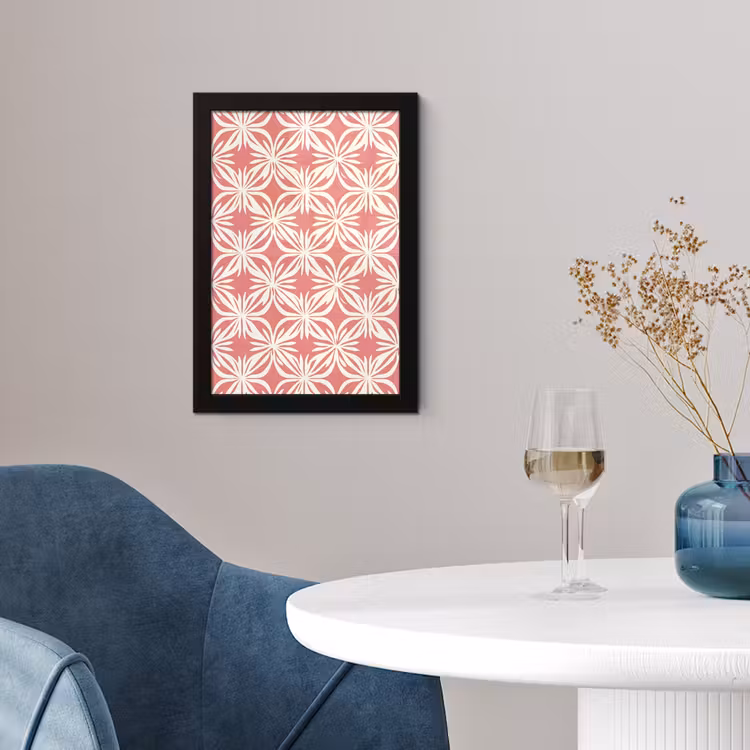 Poster met lijst - Roze - Bloemenmotief - Wit - Modern — 2