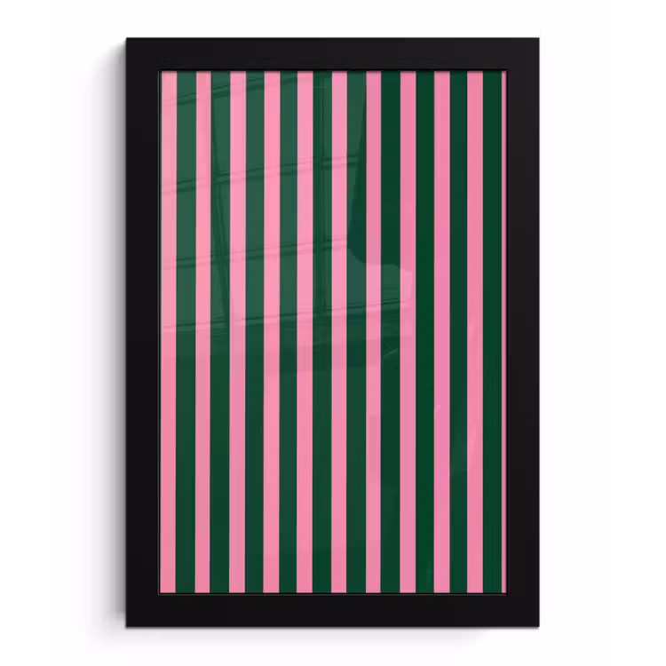 Poster met lijst - Verticale strepen - Groen - Roze — 1