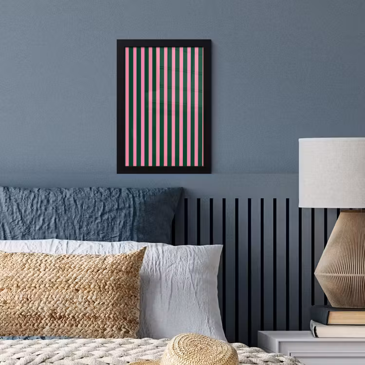 Poster met lijst - Verticale strepen - Groen - Roze — 4