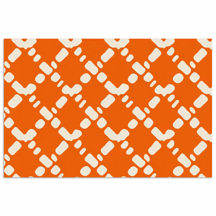 Poster - Oranje - Ruitpatroon - Wit — 1