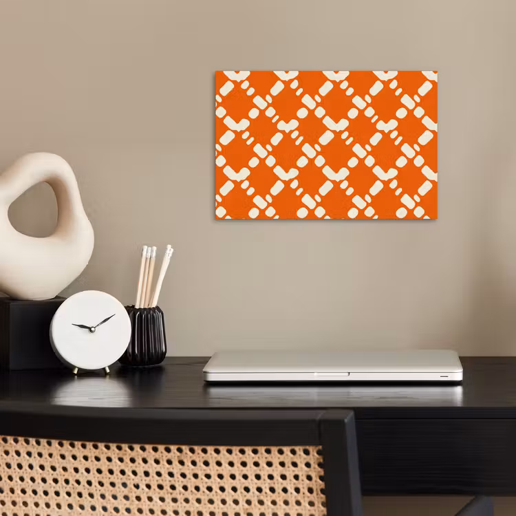 Poster - Oranje - Ruitpatroon - Wit — 2