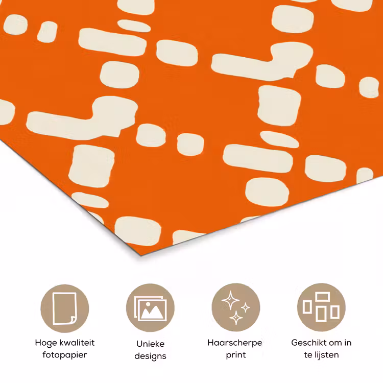 Poster - Oranje - Ruitpatroon - Wit — 5