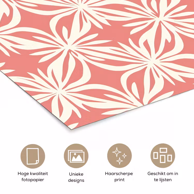 Poster - Roze - Bloemenmotief - Wit - Modern — 5