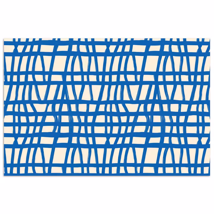 Poster - Ruitpatroon - Blauw - Crème — 1